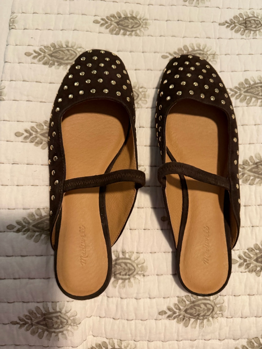 Madewell Brown Studded Mule Flats with Tan Insole